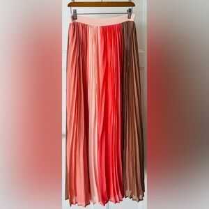 New York & Company Pleated Skirt in Pink and Brown